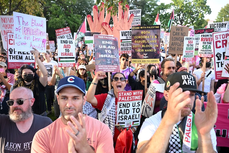 A demonstration near the Democratic National Convention in Chicago (Noah Berger/AP)