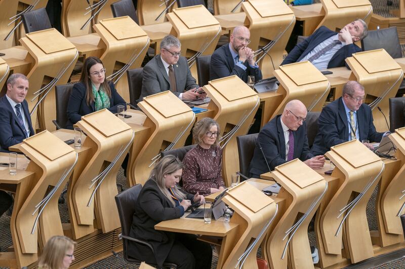 Kate Forbes, top second left, and John Swinney, bottom second right, both currently sit on the SNP’s backbenches