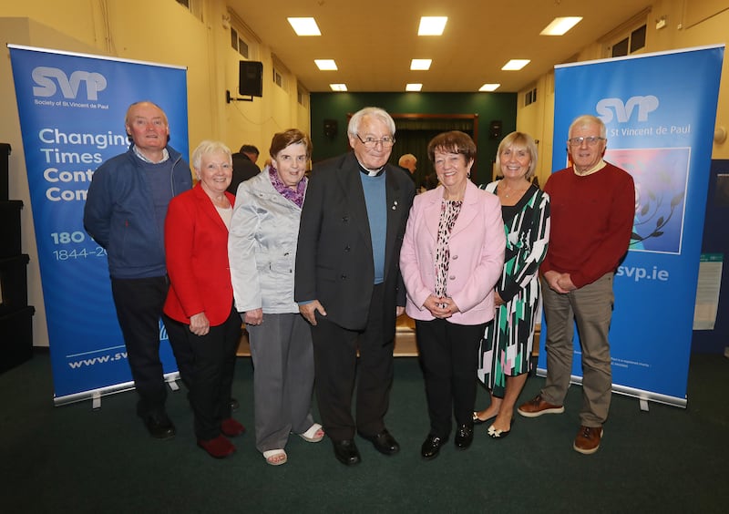 SVP Regional Board members are pictured with Fr Perry Gildea at St Vincent de Paul Feast Day Mass at St Vincent de Paul Parish Church Ligoniel, in Belfast.