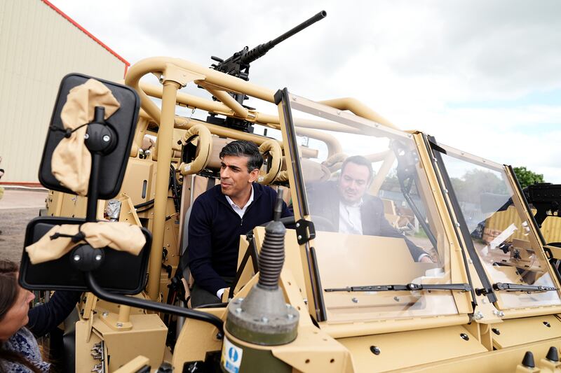 Prime Minister Rishi Sunak during his visit to defence vehicle manufacturer Supacat in Exeter, Devon
