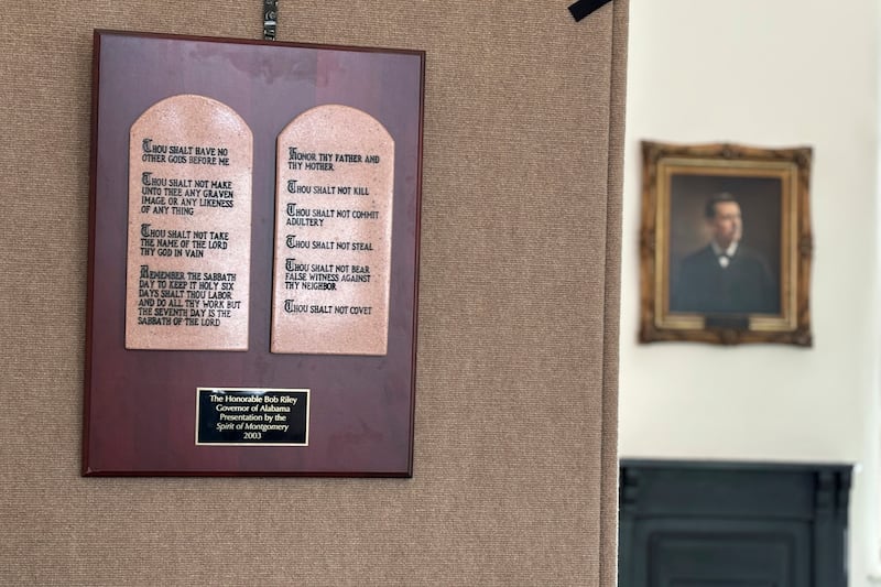 A copy of the Ten Commandments hangs in the Alabama Capitol (Kim Chandler/AP)