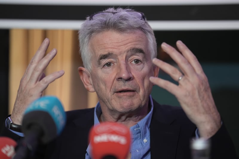 Ryanair chief executive Michael O’Leary speaks to journalists during a press conference at The Alex Hotel in Dublin