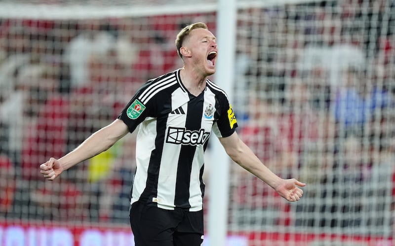 Sean Longstaff celebrates the winning penalty