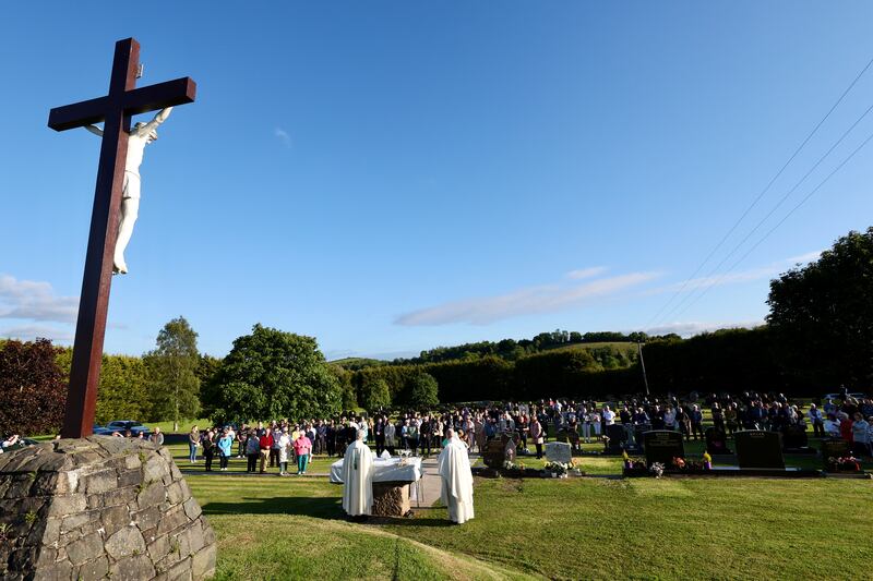 Bishop Alan McGuckian during a mass to mark the 30th
 Anniversary of Loughinisland.
Six men were killed by UVF gunmen inside a Co Down bar where they had gathered to watch the World Cup.
PICTURE COLM LENAGHAN