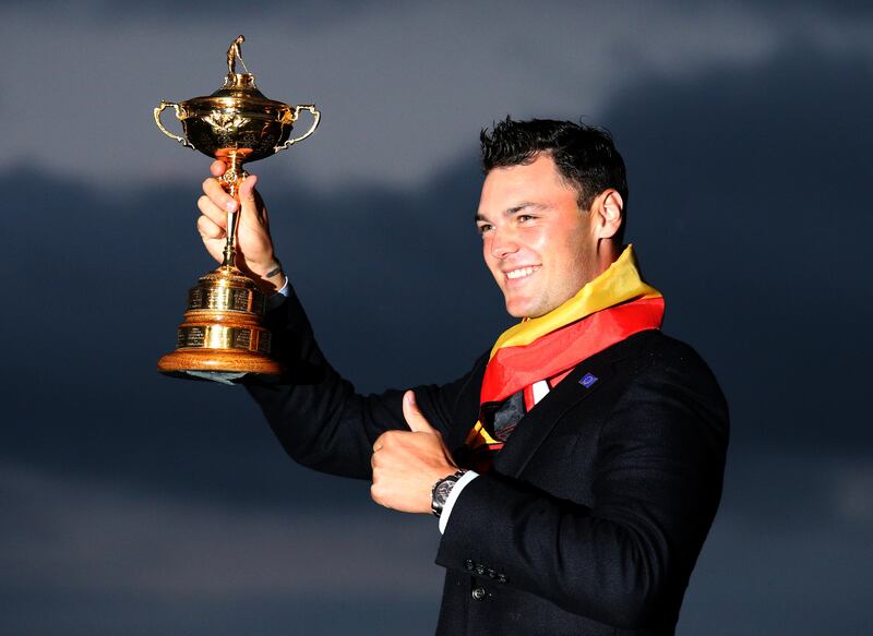 Martin Kaymer with the Ryder Cup after Europe’s victory at Gleneagles in 2014