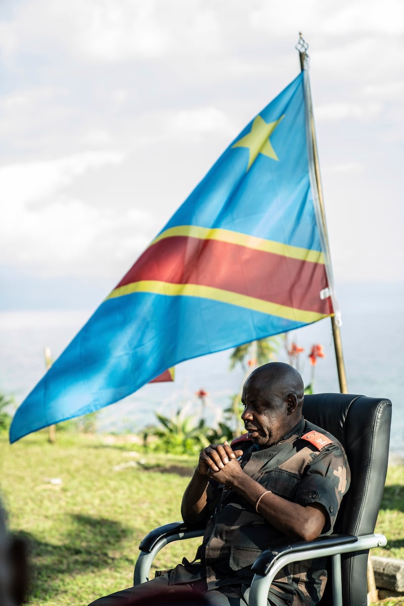 Major General Peter Cirimwami at a news conference in Goma in 2024 (Moses Sawasawa/AP)