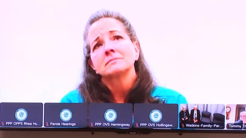 Susan Smith is seen in court via videolink (Walter Ratliff/AP)