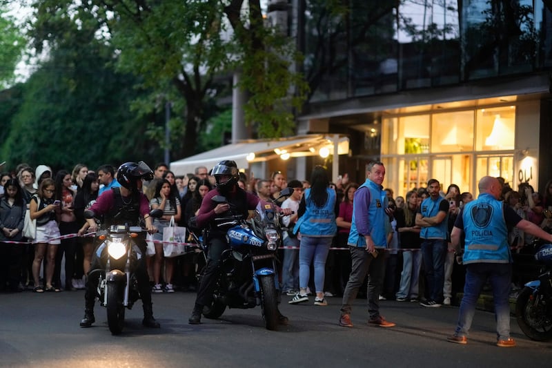 Police cordon off a hotel where English musician Liam Payne, a former member of the band One Direction, was found dead after falling from a balcony in Buenos Aires, Argentina (Natacha Pisarenko/AP)