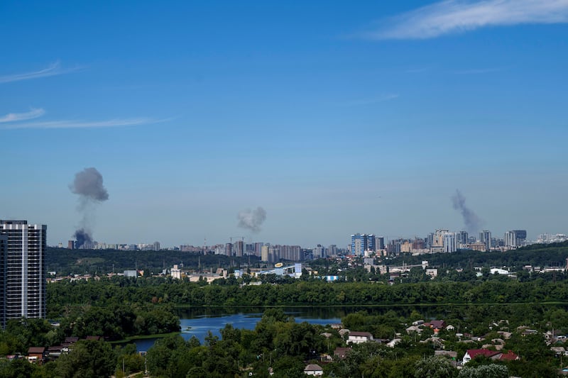 Explosions were felt and heard across Kyiv (AP)