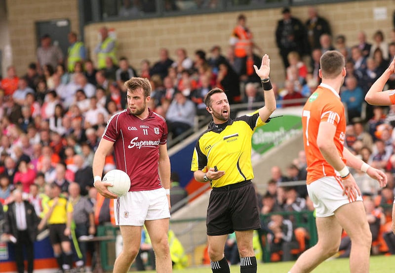 Galway skipper Paul Conroy with the ball against Armagh at the Athletic Grounds last Sunday. Picture by Colm O'Reilly