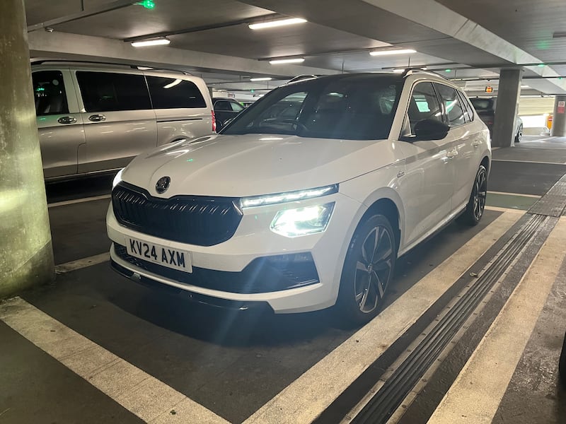 The Kamiq parked Heathrow’s terminal five car park.