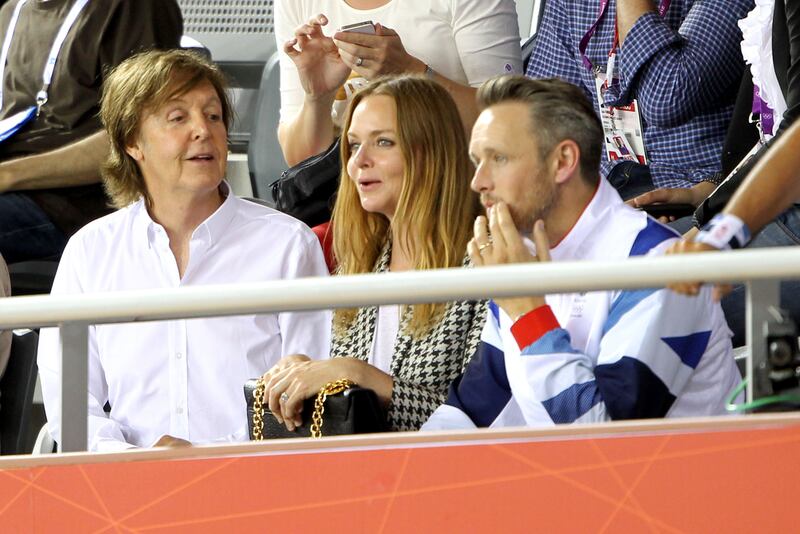 Sir Paul McCartney with his daughter Stella McCartney at the Velodrome in the Olympic Park, London, on the eighth day of the London 2012 Olympics