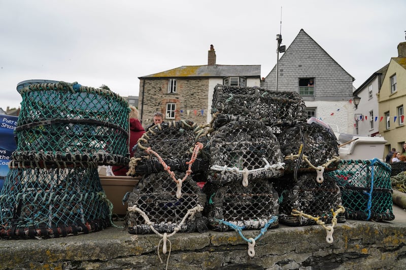 Lobster pots in a fishing village in Cornwall