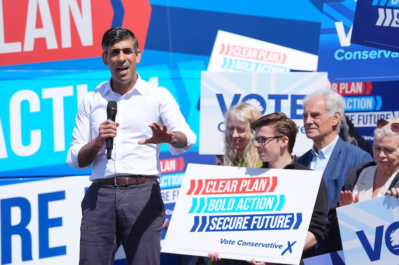 Rishi Sunak launched the Conservative campaign bus at Redcar Racecourse in the North East of England