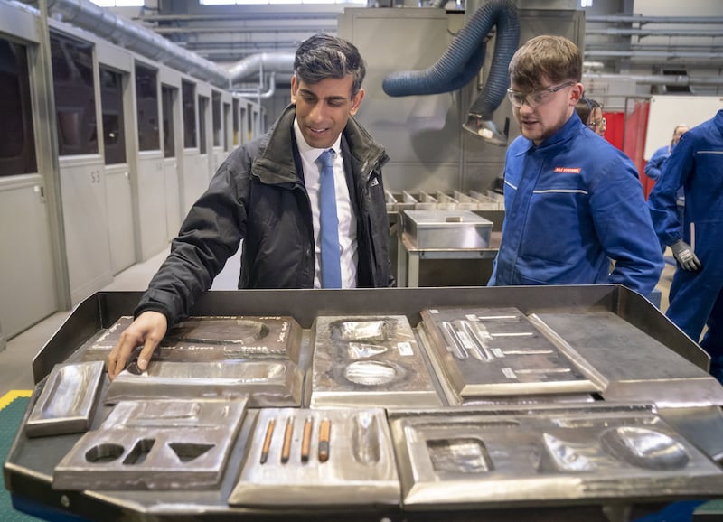 Prime Minister Rishi Sunak during a visit to BAE Systems in Barrow-in-Furness, in Cumbria