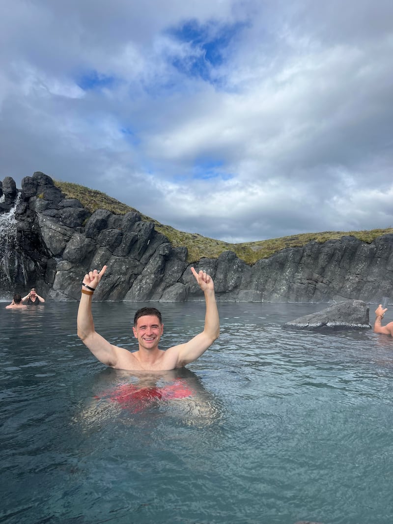 Ryan relaxing in one of the thermal pools