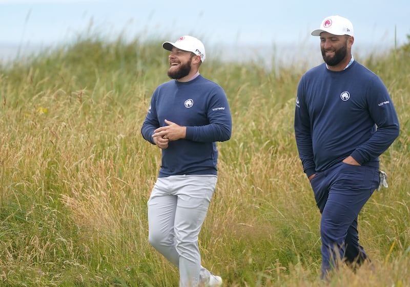 Tyrrell Hatton (left) and Jon Rahm hope to qualify for the Ryder Cup despite joining LIV Golf