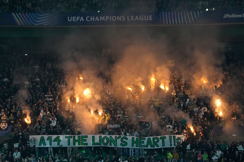 Sporting’s fans tried to get behind their side (Armando Franca/AP)