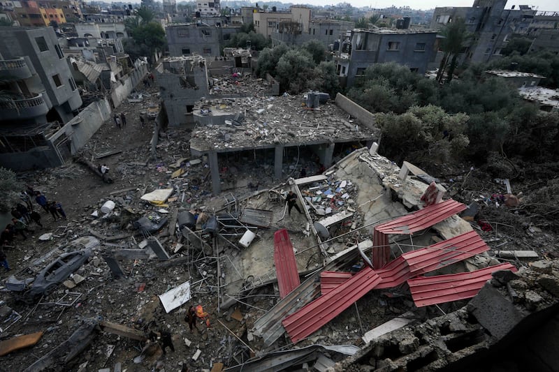 Destruction at the Maghazi refugee camp (Adel Hana/AP)