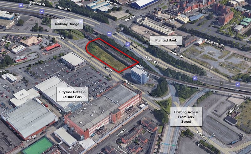 Map outlining the site proposed for the new self-storage facility in Belfast.