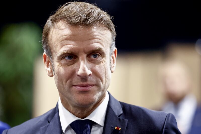 French President Emmanuel Macron (Mohammed Badra, Pool via AP)