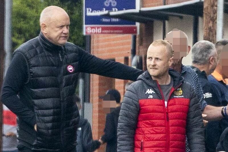 East Belfast loyalist Stephen Matthews with Jamie Bryson. Picture by Sunday Life