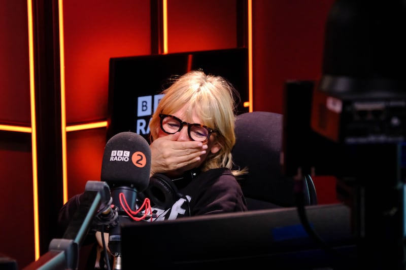 Zoe Ball, pictured, presenting her last show on BBC Radio 2 breakfast show, which she has hosted for six years. (BBC)