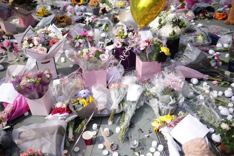 Flowers and tributes outside the Atkinson Art Centre Southport