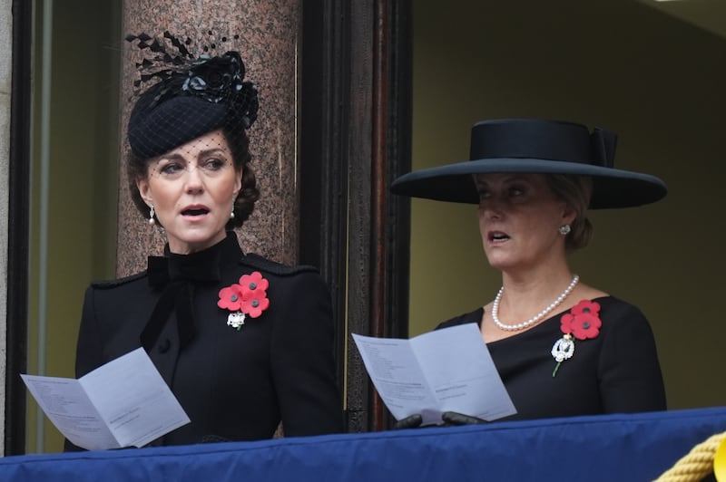 Kate and Sophie sang a hymn during the service