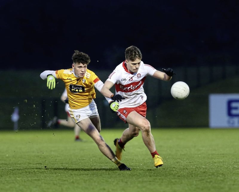 Charlie Diamond scored six points as Derry saw off battling Antrim at the Ulster quarter-final stage. Picture Margaret McLaughlin 