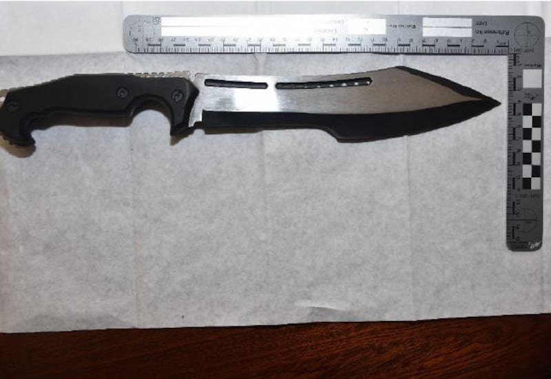 A knife seized following Saadi’s arrest