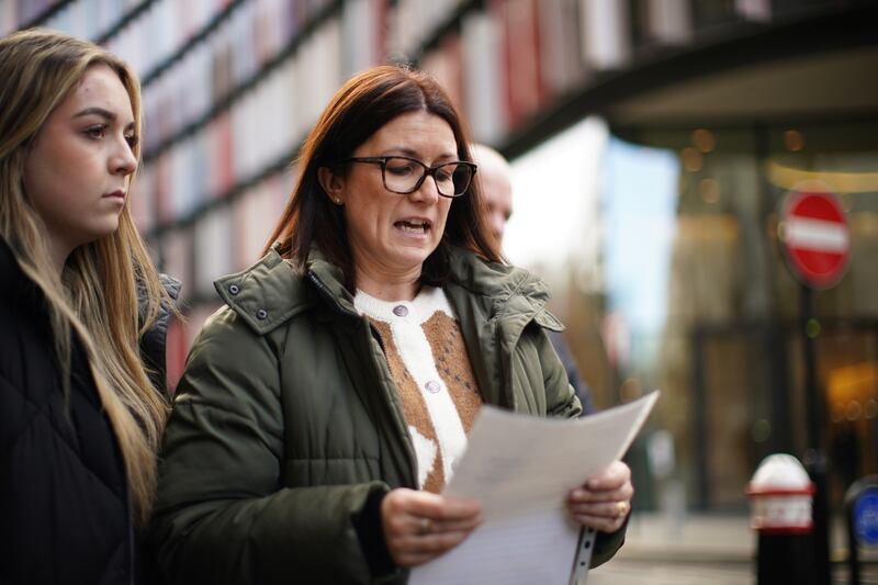 Step-grandmother Kerrie Hoath speaking outside the Old Bailey