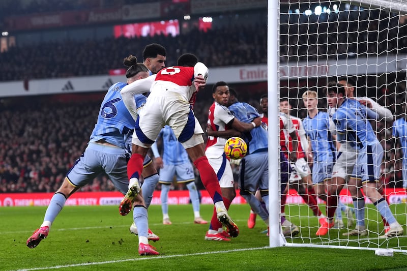 Gabriel’s header deflected in to draw Arsenal level