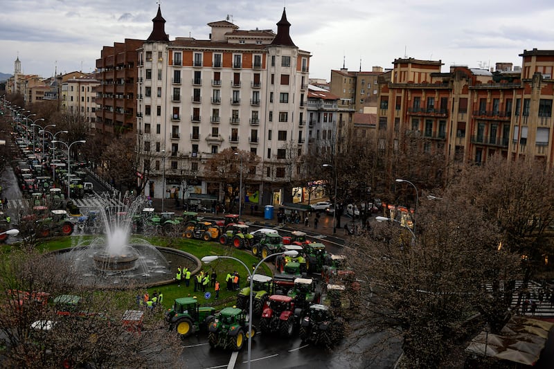For four days farmers across Spain have staged tractor protests to demand changes in EU policies (Alvaro Barrientos/AP)