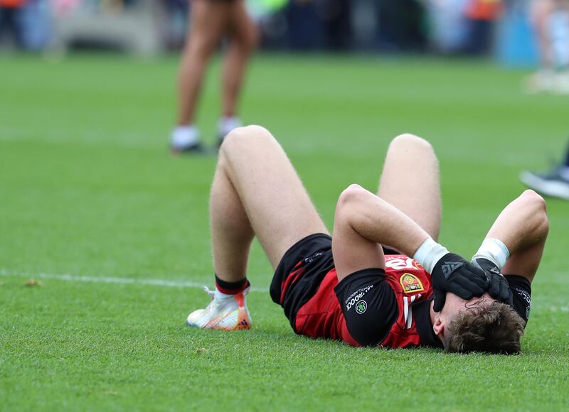 Ryan McEvoy feels the pain of Saturday's Tailteann Cup final defeat to Meath. Picture by Philip Walsh