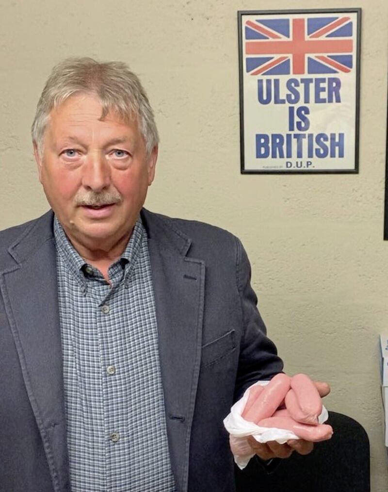 DUP MP Sammy Wilson previously highlighted concerns about how the Northern Ireland protocol would make it harder to import sausages from Great Britain. 