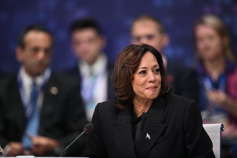 Kamala Harris attends the second day of the AI safety summit, the first global summit on the safe use of artificial intelligence, at Bletchley Park in November 2023