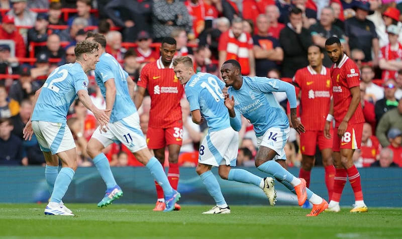 Callum Hudson-Odoi helped Forest claim victory at Anfield