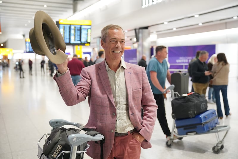 Nigel Farage arrives at Heathrow Airport, following his appearance on ITV’s I’m A Celebrity… Get Me Out Of Here!