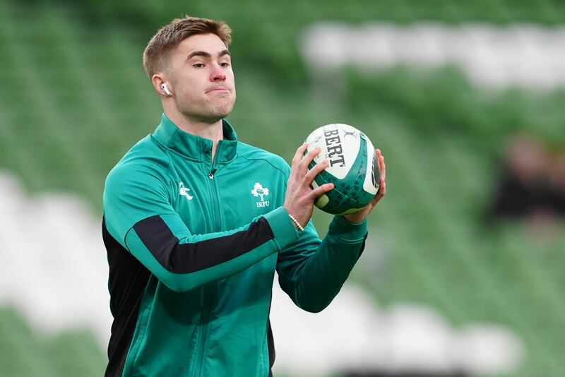 Ireland's Jack Crowley before the Guinness Men's Six Nations match at the Aviva Stadium in Dublin, Ireland. Picture date: Saturday February 1, 2025. PA Photo. See PA story RUGBYU Ireland. Photo credit should read: Brian Lawless/PA Wire.

RESTRICTIONS: Use subject to restrictions. Editorial use only, no commercial use without prior consent from rights holder.