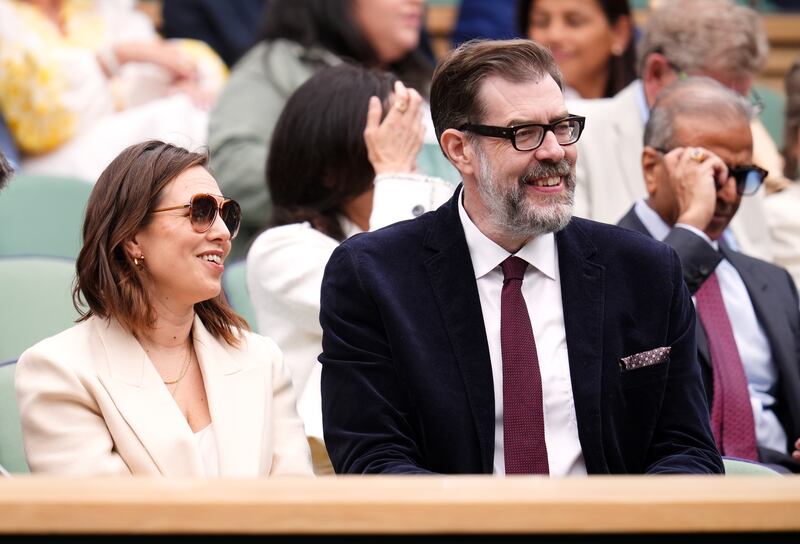 Richard Osman and Ingrid Oliver in the royal box on Centre Court