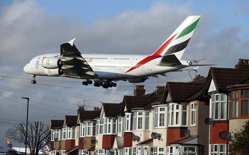 A plane near Heathrow Airport, west London