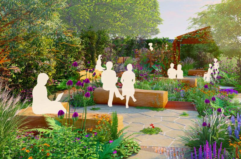 A 3D visual of The Octavia Hill Garden by Blue Diamond with the National Trust