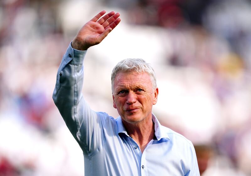 David Moyes waves to the West Ham fans .