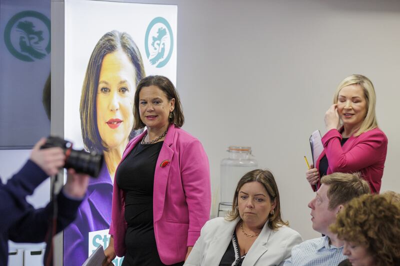 Sinn Fein’s president, Mary Lou McDonald, left, and vice president Michelle O’Neill