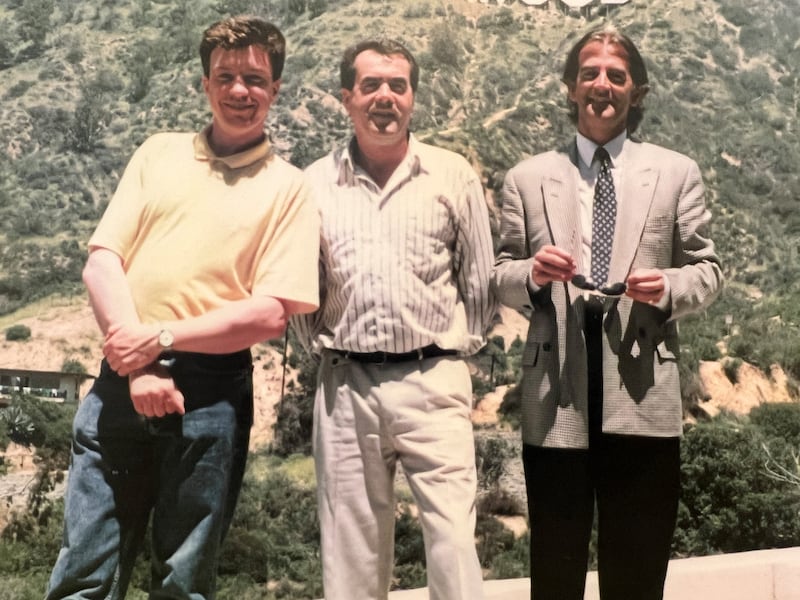 Mickey Bradley, Sean Coyle and Gerry Anderson on a visit to Hollywood, Los Angeles, in 1991