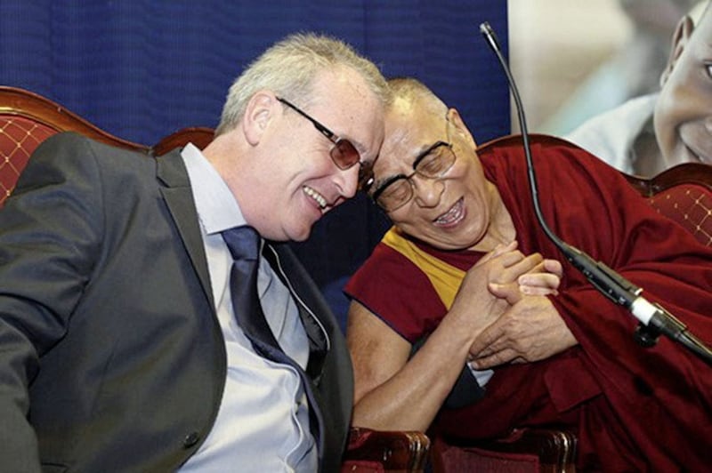 Pictured L-R: Richard Moore, Director of Children in Crossfire and His Holiness the 14th Dalai Lama of Tibet. Derry/Londonderry based charity, Children in Crossfire, announced today that its patron, His Holiness the 14th Dalai Lama of Tibet, will be returning to the city on 10th September to celebrate the charity&acirc;??s 20th Anniversary. His Holiness will be guest of honour at a public talk entitled &acirc;??Compassion in Action&acirc;??, which will aim to encourage people to be the change they want to see in the world. A host of other well-known local and international speakers and entertainers will also feature in the event and will be announced in due course. Tickets for the event on 10th September will be available through the Millennium Forum Box Office from Saturday, 17 June.. 