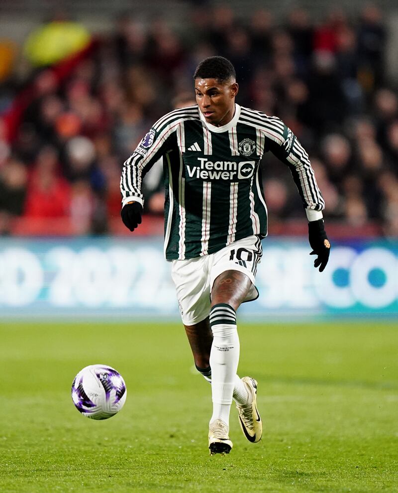 Marcus Rashford in action for Manchester United.