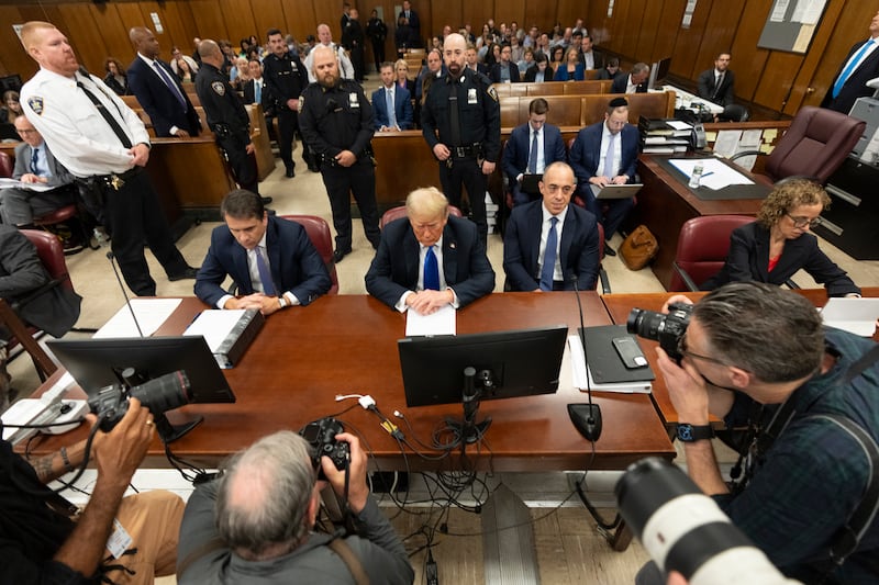 Donald Trump at Manhattan Criminal Court in New York (Steven Hirsch/New York Post via AP, Pool)