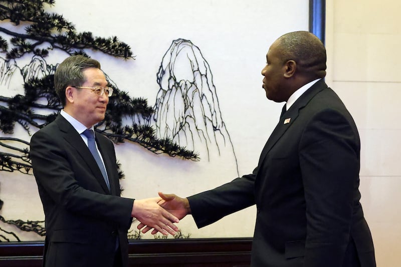 David Lammy also met Chinese vice-premier Ding Xuexiang in Beijing’s Great Hall of the People (Florence Lo/Pool Photo/AP)